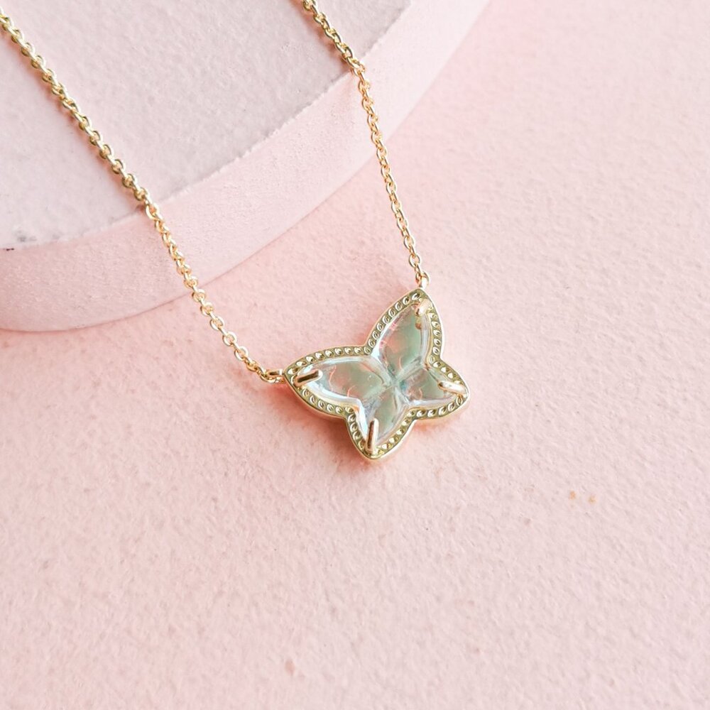 Kendra Scott - Lillia Butterfly Dichroic Glass Gold Necklace - NEW